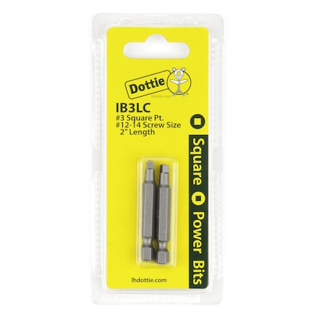 Dottie L.H. Dottie No 3 x 2'' Square Drive Power Bit (Carded) IB3LC